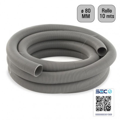 Tubo corrugado gris 80mm 10...
