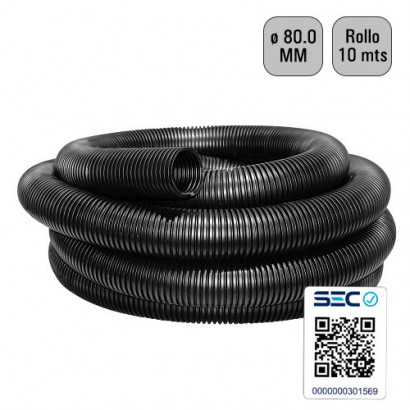 Tubo corrugado negro 80mm...