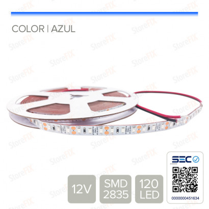 Cinta LED 12W 12V 120L azul...