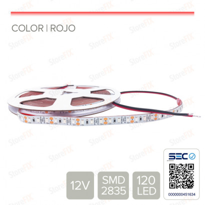 Cinta LED 12W 12V 120L ROJO...