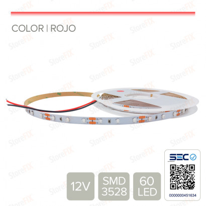 Cinta LED 4.8W 12V 60L rojo...