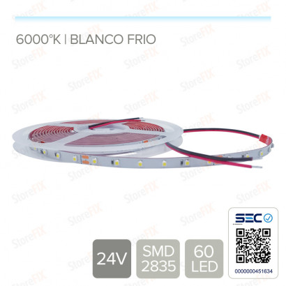 Cinta LED 4.8W 24V 60L frio...