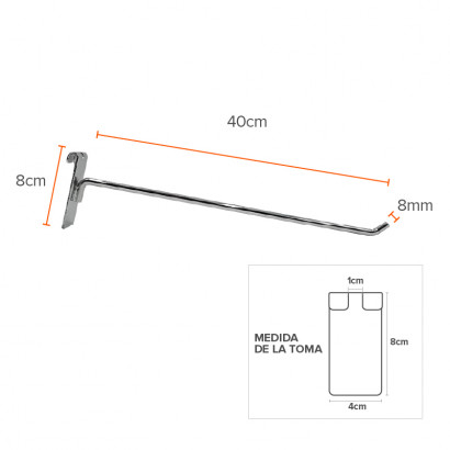 Ganchera a parrilla 40 cm 6mm